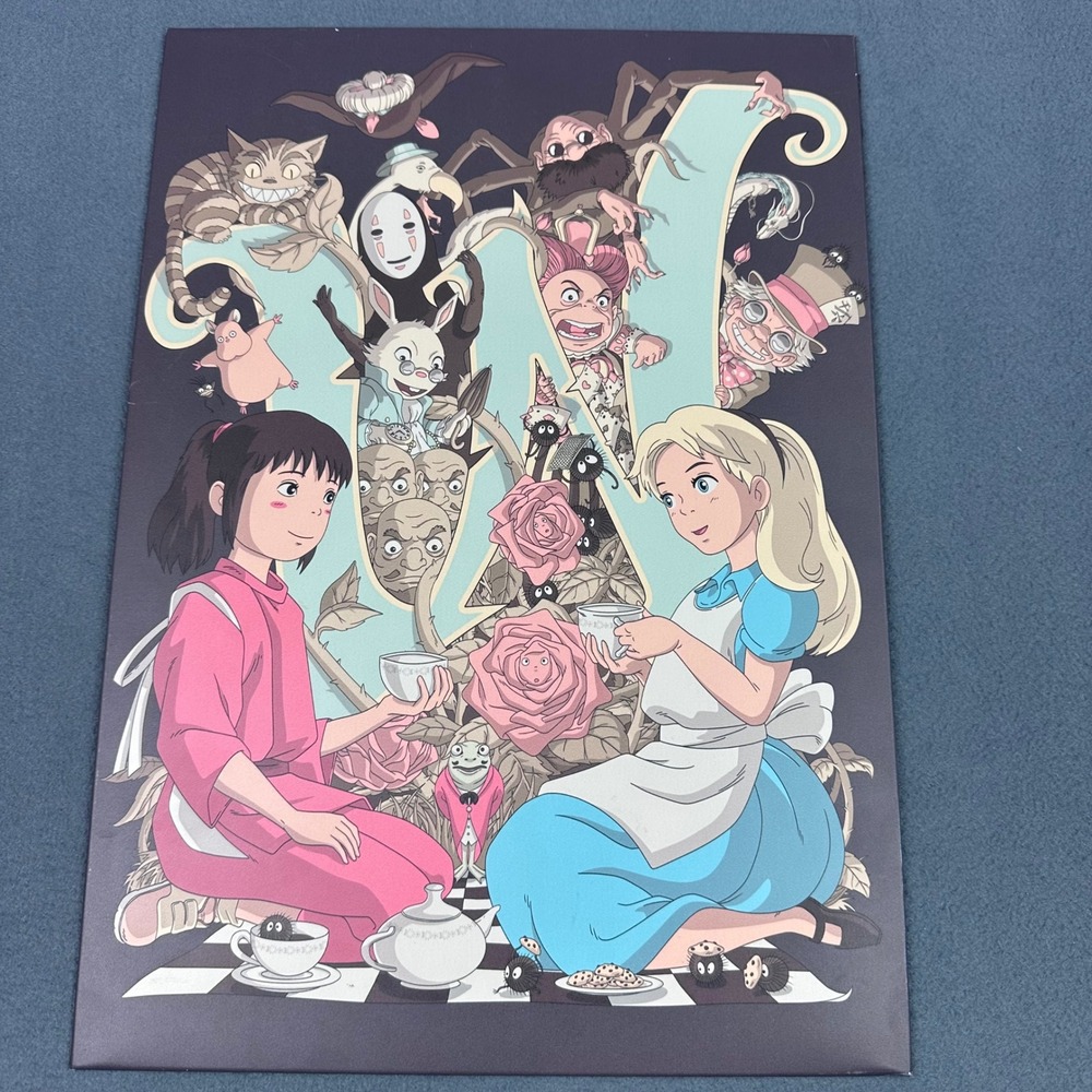 Displate Spirited Away Alice in Wonderland Crossover Metal Poster Matte Medium